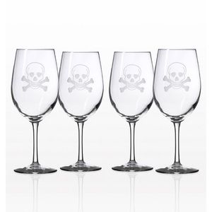 4 - Rolf Skull & Cross Bones 18 oz. Wine Glasses